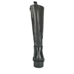 Bottes NOIR Femme CUIR Motif Chaîne Fermeture éclair