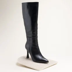 Bottes NOIR Femme CUIR Motif Uni Fermeture éclair