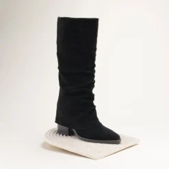 Bottes NOIR Femme CUIR Motif Uni A Enfiler