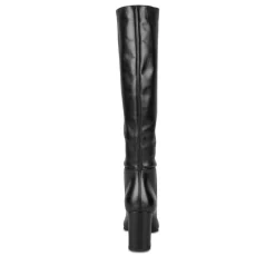 Bottes NOIR Femme CUIR Motif Uni A Enfiler