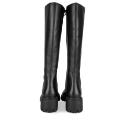 Bottes NOIR Femme CUIR Motif Uni Fermeture éclair
