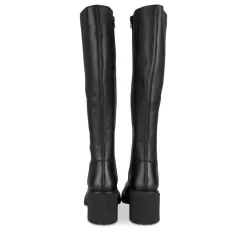 Bottes NOIR Femme CUIR Motif Uni Fermeture éclair