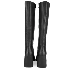 Bottes NOIR Femme CUIR Motif Uni A Enfiler