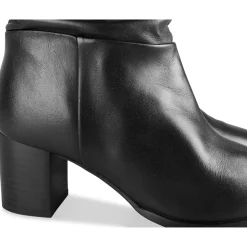 Bottes NOIR Femme CUIR Motif Uni A Enfiler