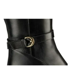 Bottes NOIR Femme CUIR Motif Uni Fermeture éclair