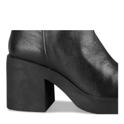 Bottes NOIR Femme CUIR Motif Uni A Enfiler