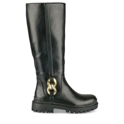 Bottes NOIR Femme Motif Chaîne Fermeture éclair