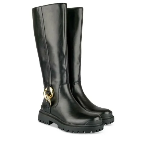 Bottes NOIR Femme Motif Chaîne Fermeture éclair
