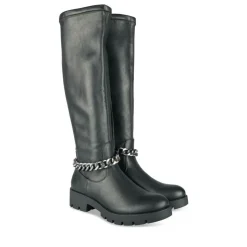 Bottes NOIR Femme Motif Chaîne Fermeture éclair