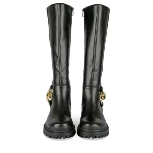 Bottes NOIR Femme Motif Chaîne Fermeture éclair