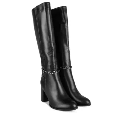 Bottes NOIR Femme Motif Chaîne Fermeture éclair