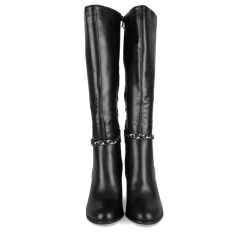 Bottes NOIR Femme Motif Chaîne Fermeture éclair