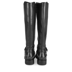 Bottes NOIR Femme Motif Chaîne Fermeture éclair