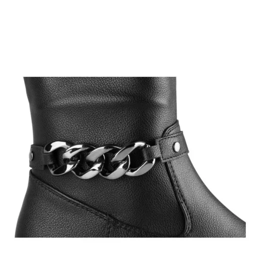 Bottes NOIR Femme Motif Chaîne Fermeture éclair
