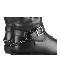 Bottes NOIR Femme Motif Chaîne Fermeture éclair