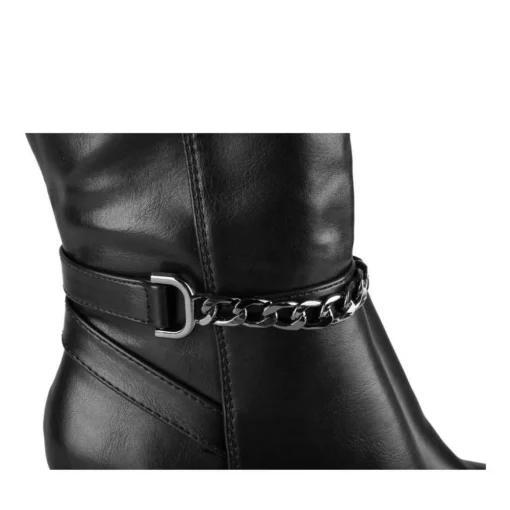 Bottes NOIR Femme Motif Chaîne Fermeture éclair