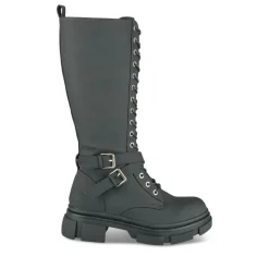 Bottes NOIR Femme Motif Uni Lacets
