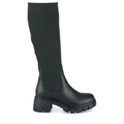 Bottes NOIR Femme Motif Uni Elastique