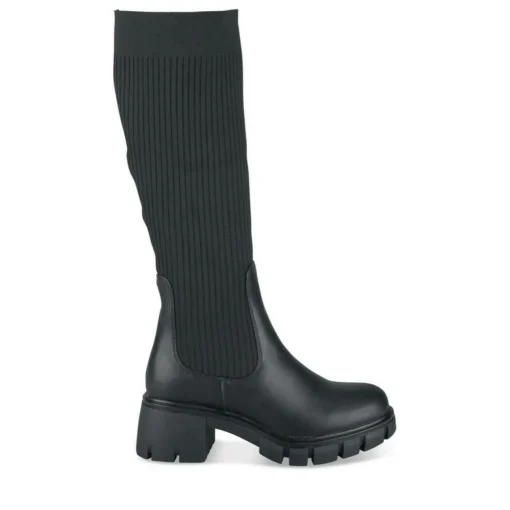 Bottes NOIR Femme Motif Uni Elastique
