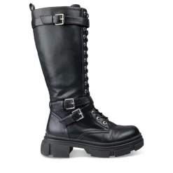 Bottes NOIR Femme Motif Uni Lacets