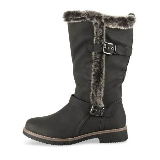 Bottes NOIR Femme Motif Uni A Enfiler