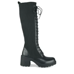 Bottes NOIR Femme Motif Uni Lacets