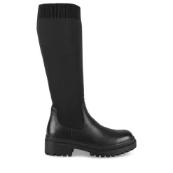 Bottes NOIR Femme Motif Uni Elastique