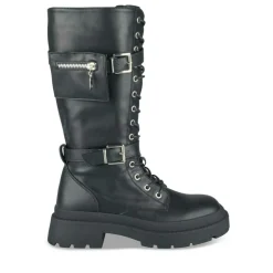 Bottes NOIR Femme Motif Uni Lacets