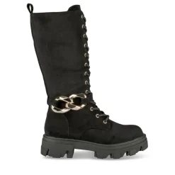 Bottes NOIR Femme Motif Uni Lacets
