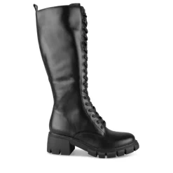 Bottes NOIR Femme Motif Uni Lacets