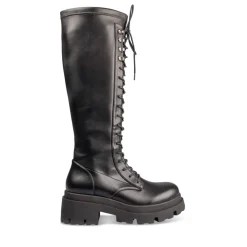Bottes NOIR Femme Motif Uni Lacets