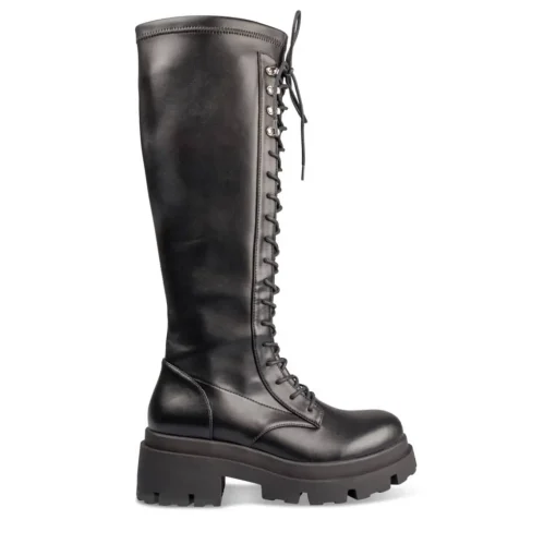 Bottes NOIR Femme Motif Uni Lacets