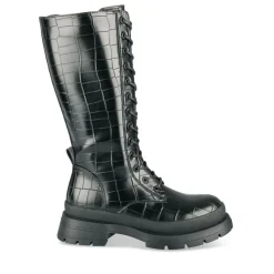 Bottes NOIR Femme Motif Uni Lacets
