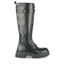 Bottes NOIR Femme Motif Uni Lacets