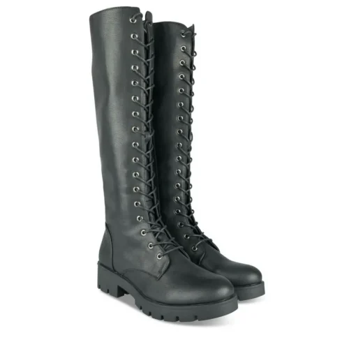 Bottes NOIR Femme Motif Uni Lacets