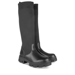 Bottes NOIR Femme Motif Uni A Enfiler