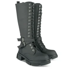 Bottes NOIR Femme Motif Uni Lacets