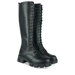 Bottes NOIR Femme Motif Uni Lacets