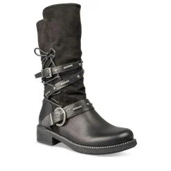 Bottes NOIR Femme Motif Uni Fermeture éclair