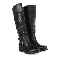 Bottes NOIR Femme Motif Uni A Enfiler