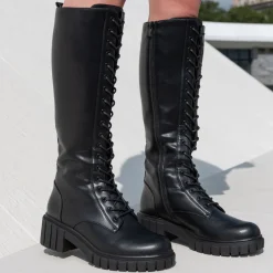 Bottes NOIR Femme Motif Uni Fermeture éclair