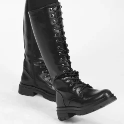 Bottes NOIR Femme Motif Uni Lacets