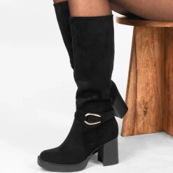 Bottes NOIR Femme Motif Uni Fermeture éclair