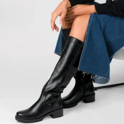 Bottes NOIR Femme Motif Uni Fermeture éclair