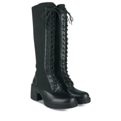 Bottes NOIR Femme Motif Uni Lacets