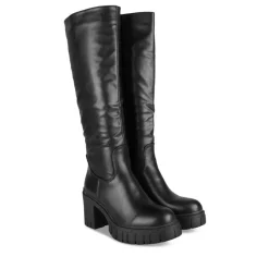 Bottes NOIR Femme Motif Uni Fermeture éclair