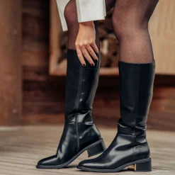 Bottes NOIR Femme Motif Uni Fermeture éclair