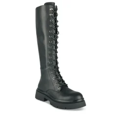 Bottes NOIR Femme Motif Uni Lacets