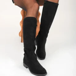 Bottes NOIR Femme Motif Uni Fermeture éclair