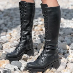 Bottes NOIR Femme Motif Uni Lacets